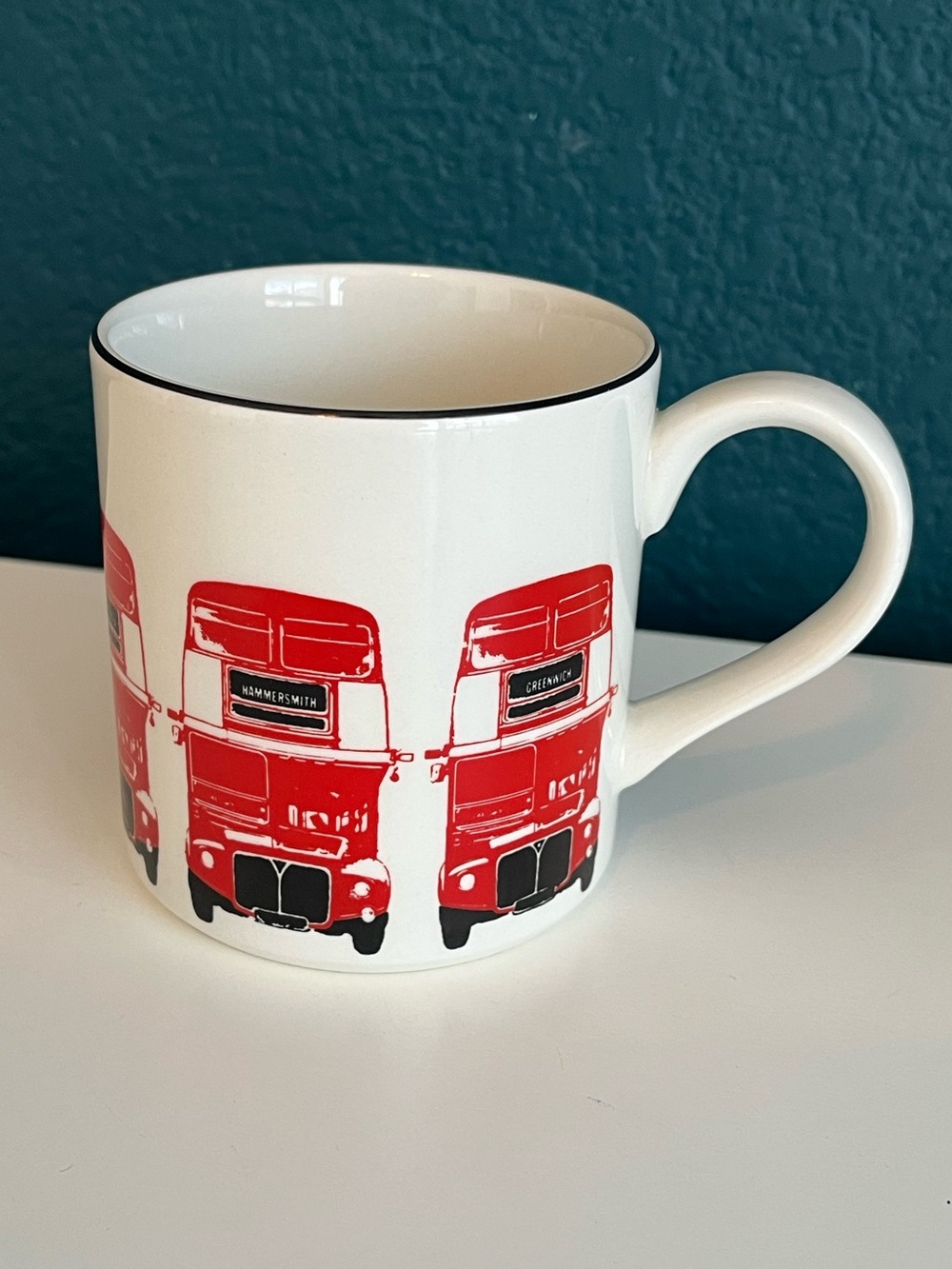 London Scenes Midwinter Staffordshire England Double Decker Bus Tea Coffee Mug